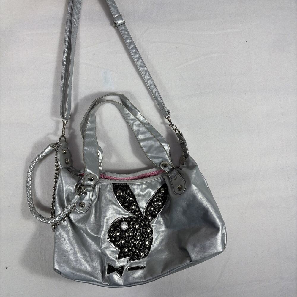 Vintage Playboy Bunny Silver Handbag 13.5” X 3.5” X 8”